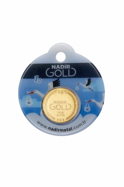 Lingou Moneda Aur 1 gr, Turcia, Fine Gold 995 Culoare Albastru 