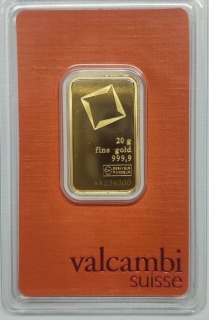 Lingou aur Valcambi, Elvetia, 20 grame 999.9 fine gold_0